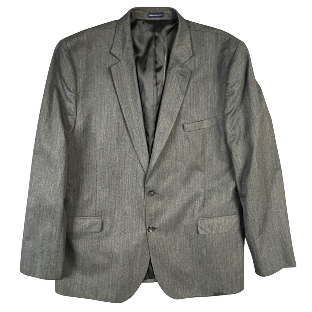 Stafford Essentials Blazer Men 48L Charcoal Gray Textured Two Button Suit Jacket